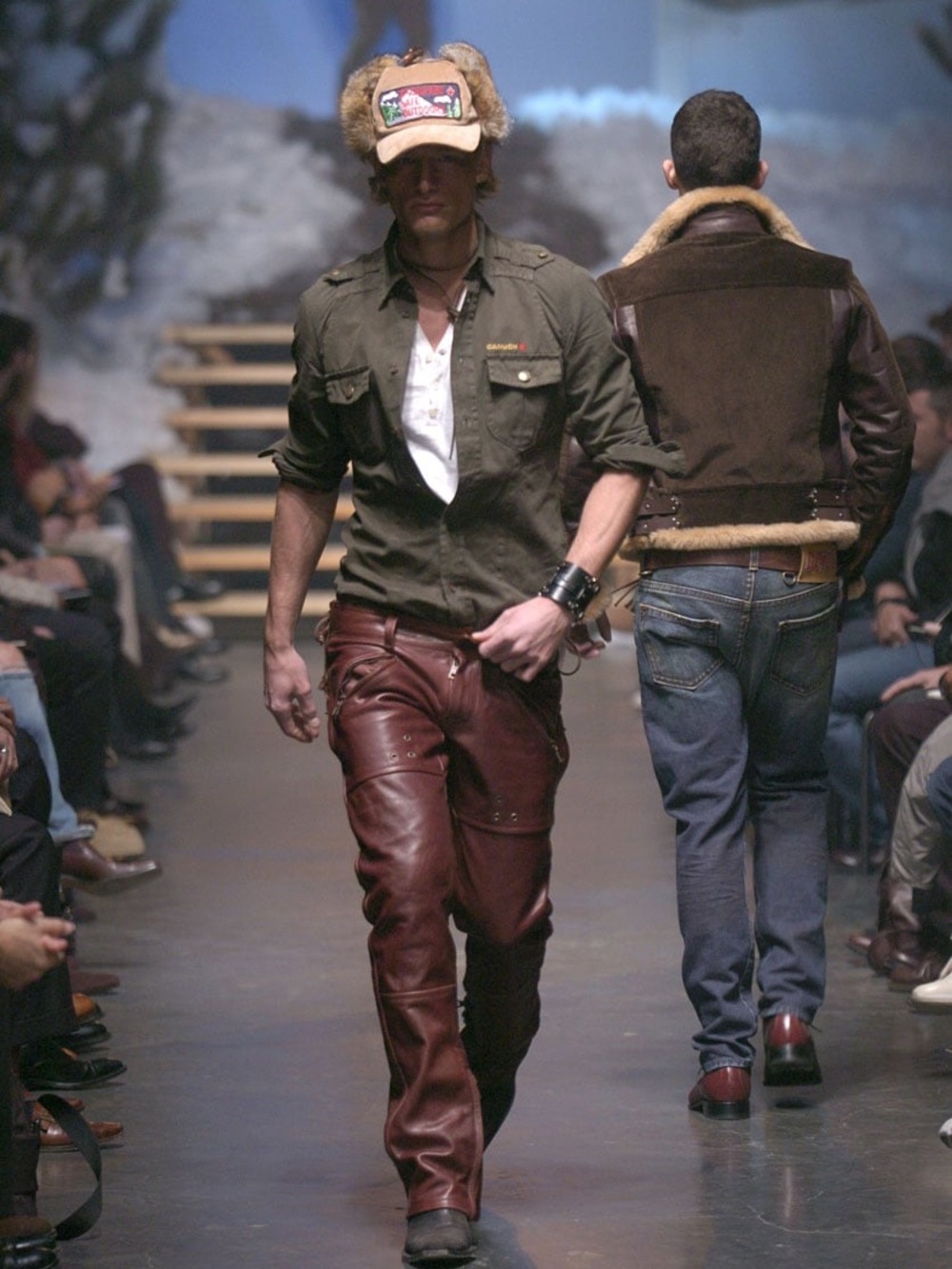 Dsquared2 Brown Leather Pants Fall Winter 2004 collection.